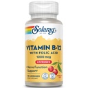SOLARAY Vitamine B-12 1000mcg Lozenges avec acide folique , Saveur de cerise naturelle , Soutien énergétique sain , 90CT