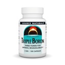 Source Naturelle, triple bore, trois formes pour la biodisponibilité optimale*, contient 3 formes du boron minéral trace – Citrate, Aspartate et Glycinate, 3mg - 100 capsules