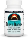 Source Naturelle, triple bore, trois formes pour la biodisponibilité optimale*, contient 3 formes du boron minéral trace – Citrate, Aspartate et Glycinate, 3mg - 100 capsules