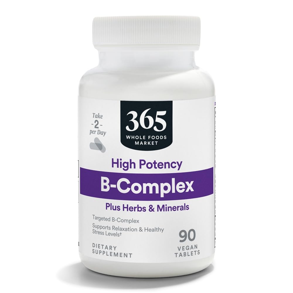 365 par Marché des aliments entiers, Complexe de vitamine B à haute puissance avec comprimés à base de plantes, 90 CT