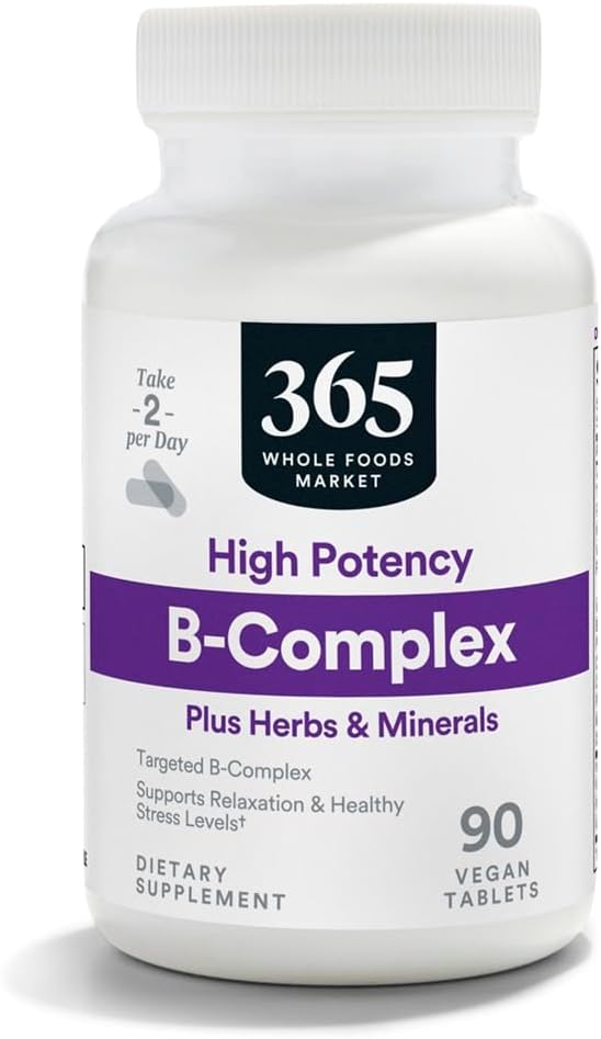 365 par Marché des aliments entiers, Complexe de vitamine B à haute puissance avec comprimés à base de plantes, 90 CT