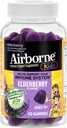 Enfants Airborne Elderberry + Zinc & Vitamine C Gummies, Kids Immune Support avec puissants antioxydants VIT D & E - 50 Gummies, Elderberry Flavor