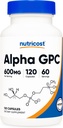 Nutricost Alpha GPC 600mg, 120 Capsules végétariennes - Sans OGM et sans gluten, 300mg par gélule