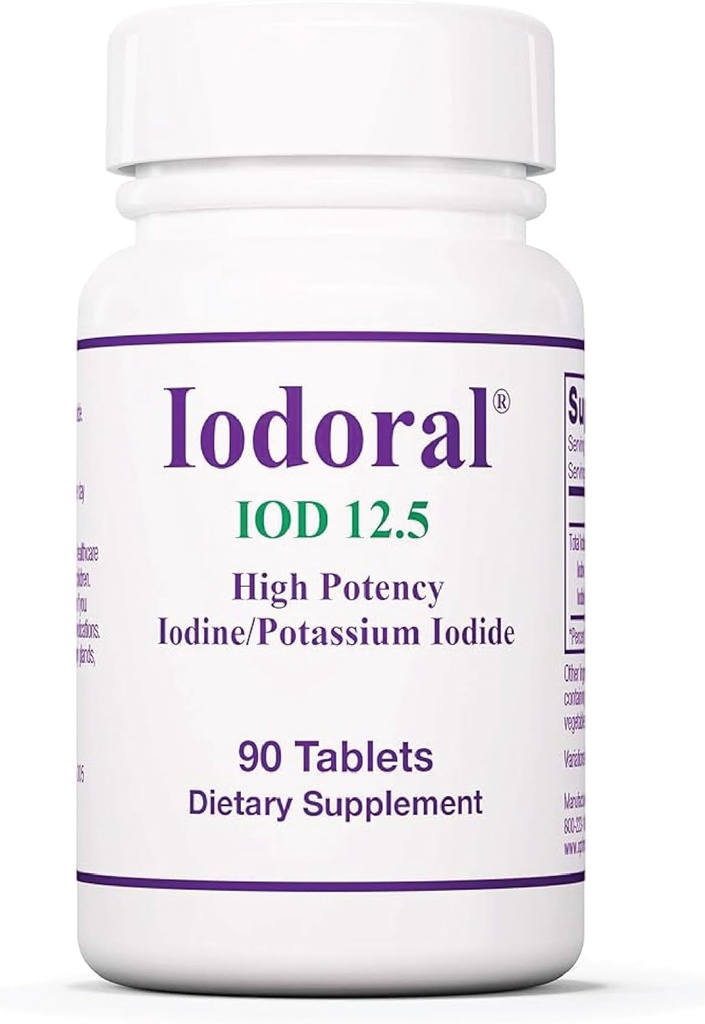 Optimox Iodoral 12,5 mg Supplément - Supplément d'iode, soutien thyroïdien pour les femmes et les hommes, pilules de solution Lugol, comprimés d'iodure de potassium, complexe minéral quotidien - 90 Compte