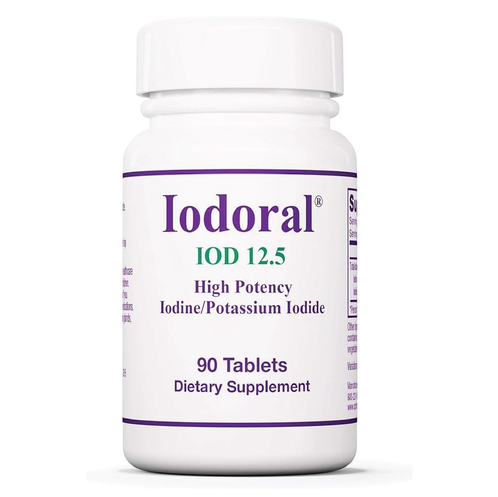 Optimox Iodoral 12,5 mg Supplément - Supplément d'iode, soutien thyroïdien pour les femmes et les hommes, pilules de solution Lugol, comprimés d'iodure de potassium, complexe minéral quotidien - 90 Compte