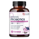 NATURE TARGET Probiotiques pour les femmes, 100 milliards d'UFC Probiotique avec enzymes digestives et prébiotiques, probiotiques vaginaux avec canneberge pour la santé urinaire, équilibre du pH, 90 capsules de Véggie