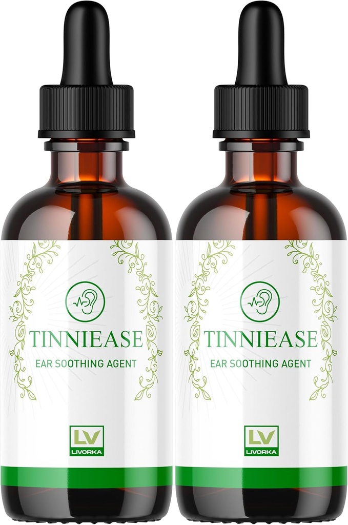 LIVORKA (2 packs) gouttes de Tinniease, gouttes de Tinniease pour le soutien auditif, gouttes de Tinni Ease, gouttes d'oreille Tinniease, 2 bouteilles pendant 60 jours