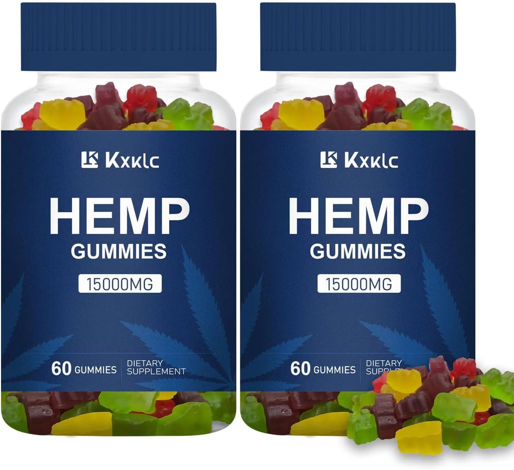 Hemp Gummies Great for Relaxation & Clam, Made with Organic Omega 3 6 9, Non-GMO, Low Sugar Hemp Gummy.. (Pack 02(60 Count))