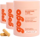 GOGO Bloating & Gas Digestive Relief, 30 portions (paquet de 3) - Suppléments avec enzymes digestives, bromelain, racine de gingembre et chardon de lait - soutient le Bloating Relief & réduit la rétention d'eau
