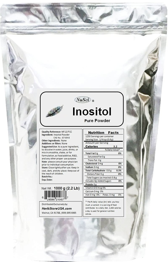 Poudre pure en vrac d'inositol 1000g (2,2 lb) NF12 et norme de qualité de FAC