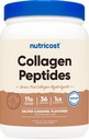Nutricost Poudre de peptides de collagène 1LB (454 G) (caramel salé) - Hydrolysat de collagène de viande bovine d'herbe
