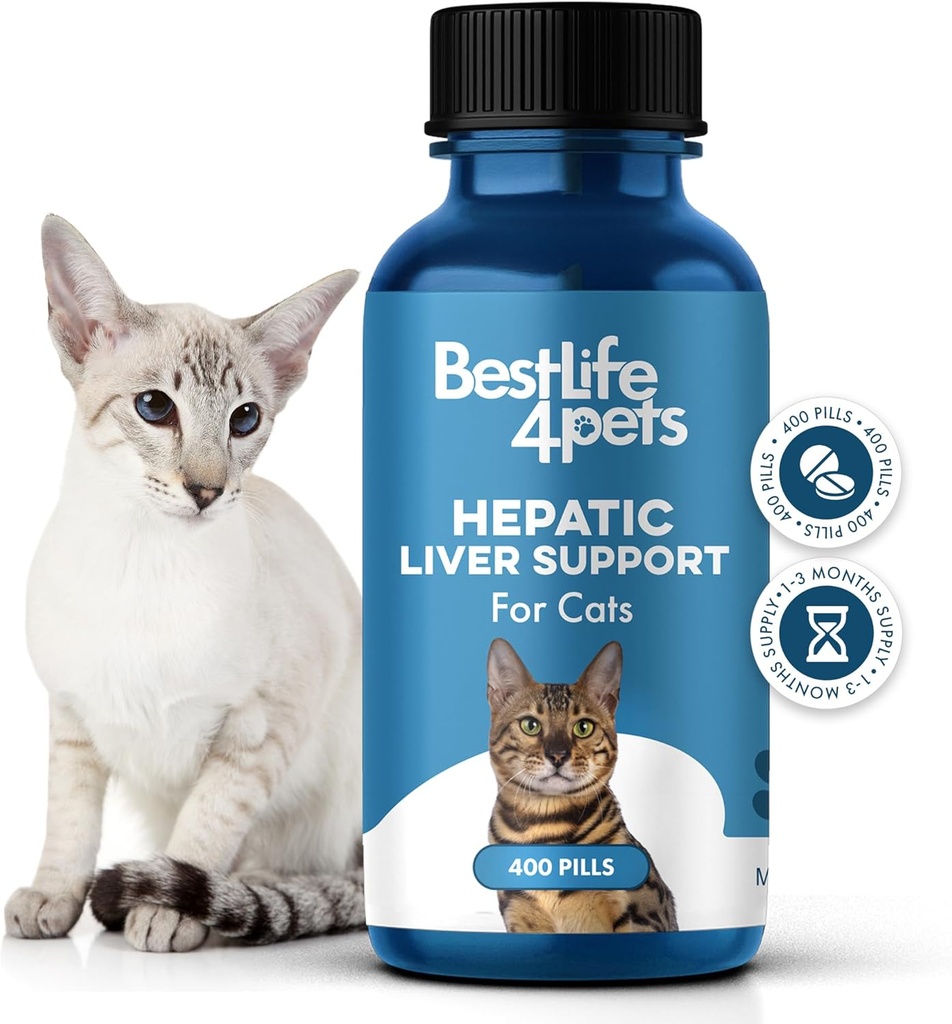 Support hépatique pour les chats dissolvables, homéopathiques, supplément félin digestif pour la détox et l'absorption nutritive du foie 100% tout naturel, facile à donner, sans produits chimiques ou additifs, 400 pilules