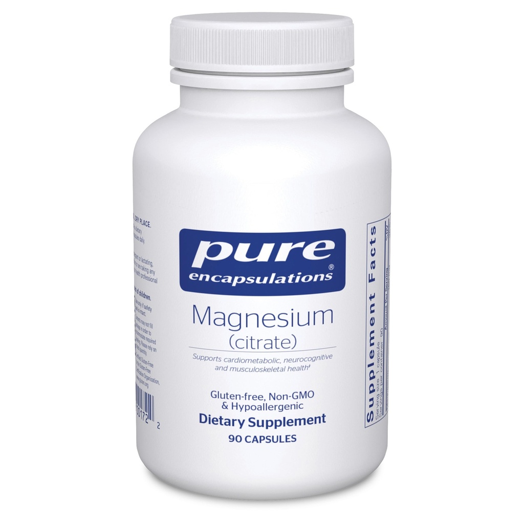 Magnésium pur (Citrate) - Supplément pour le sommeil, la santé cardiaque, la santé cognitive, la santé osseuse, l'énergie, les muscles et le métabolisme* - avec Magnésium Premium - 90 capsules