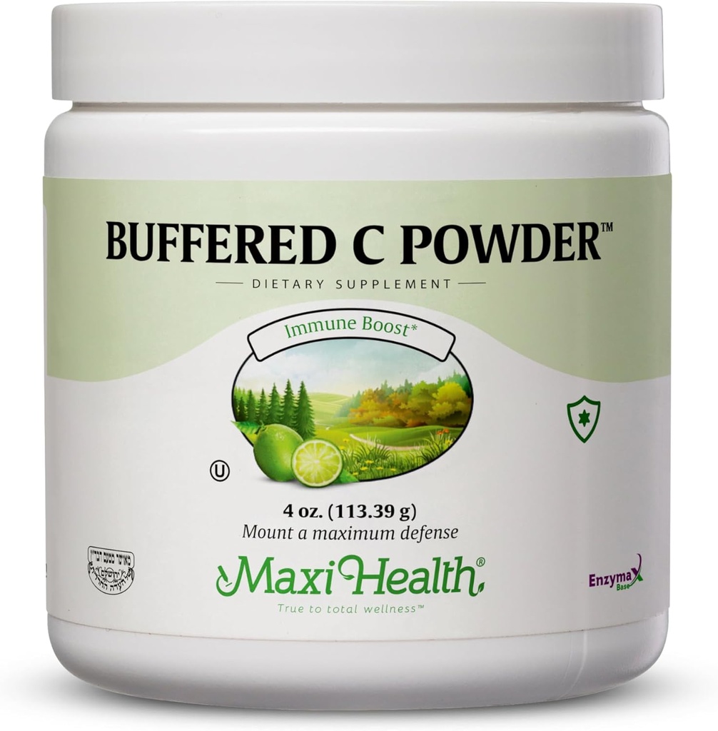 Maxi Health Buffered Vitamin C Powder - High Potency - 800 mg - Immune Health - 4 Ounces - Kosher
