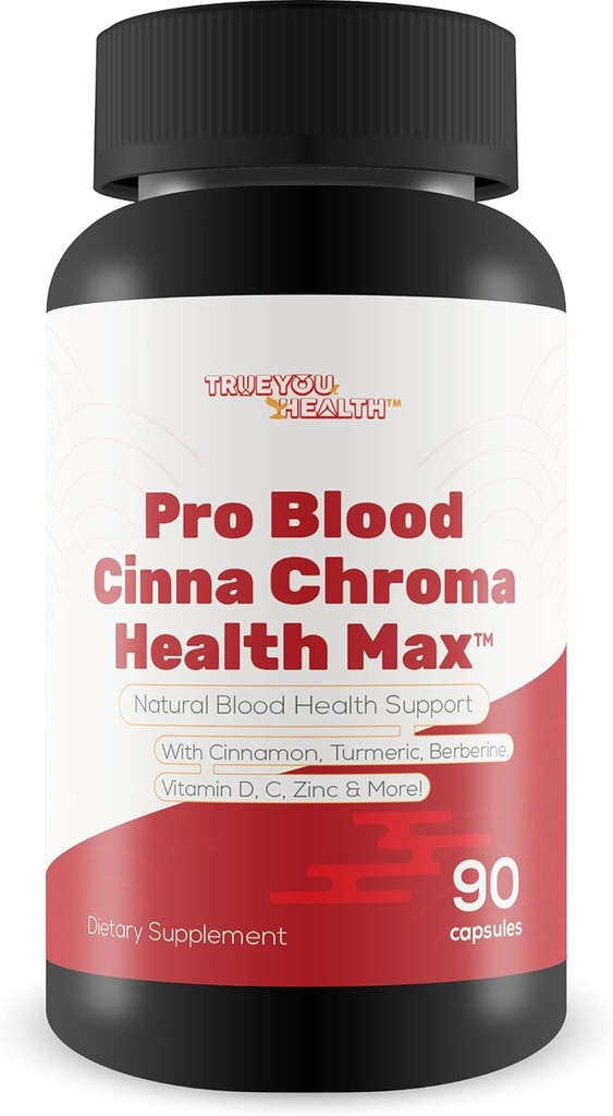 Pro Blood Cinna Chroma Health Max - Soutien de la santé du sang naturel avec cannelle, curcuma, berbère, vitamine D, vitamine C, zinc et plus - Promouvoir la santé équilibrée du sang et l'amélioration du flux sanguin
