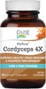 ESSENCE PURE LABS MyPure Cordyceps 4X Champignons - Suppléments de poudre de champignons Cordyceps concentrés pour système immunitaire, réponse au stress, performance physique et mentale - 1 mois d'approvisionnement