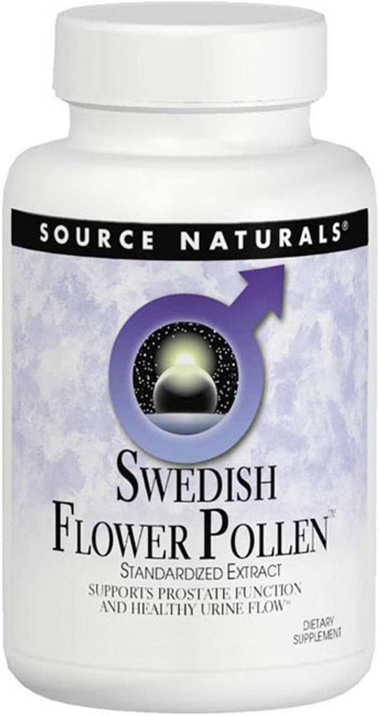 Source Naturals Swedish Flower Pollen Extract Supplement, Supports Prostate Function and Healthy Urine Flow - 45 Tablets