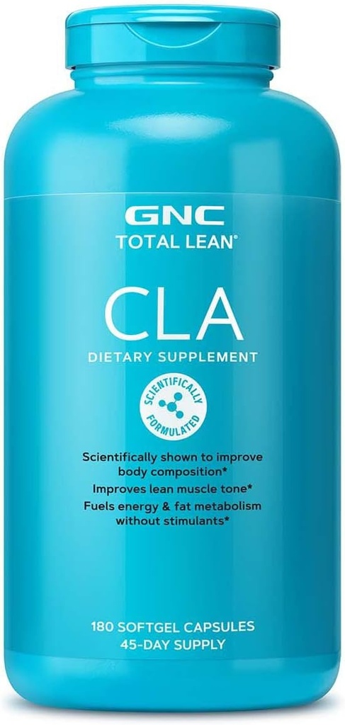 GNC Total Lean CLA, Améliorer la composition corporelle et le tonus musculaire maigre, les carburants Métabolisme gras et l'énergie sans stimulants, sans gluten, 180 Softgels