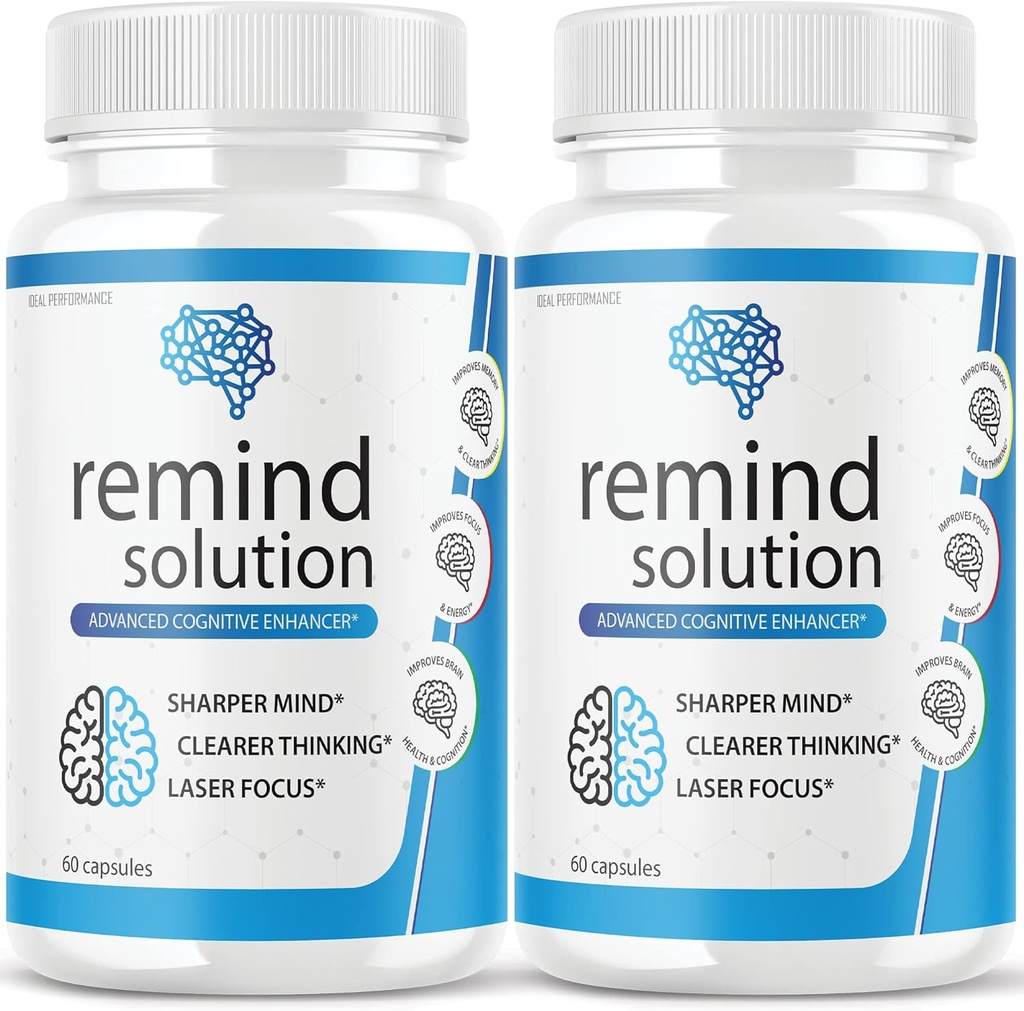 (2 Pack) Solution de rappel pour mémoire Advanced Cognitive Cerveau Santé Focus Concentration Max Supplément de rappel (120 Capsules)