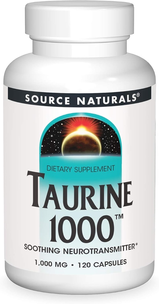 Source Naturals Taurine, Neurotransmetteur apaisant*, 1000mg - 120 Capsules