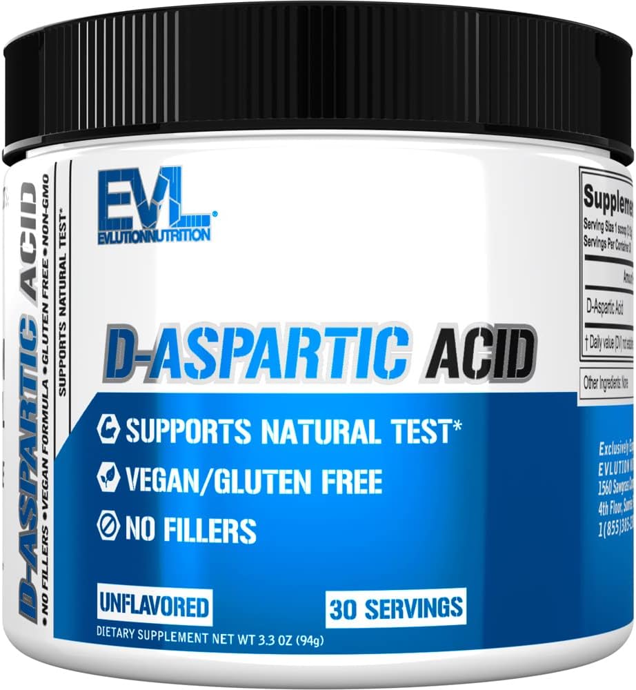 D Aspartic Acid Testostérone Booster pour les hommes - 3120mg DAA D-Aspartic Acid Pre Workout Muscle Builder pour les hommes 3.12g - Supplément santé pour les hommes pour la puissance de conduite améliorée et Vigor - Non aromatisé