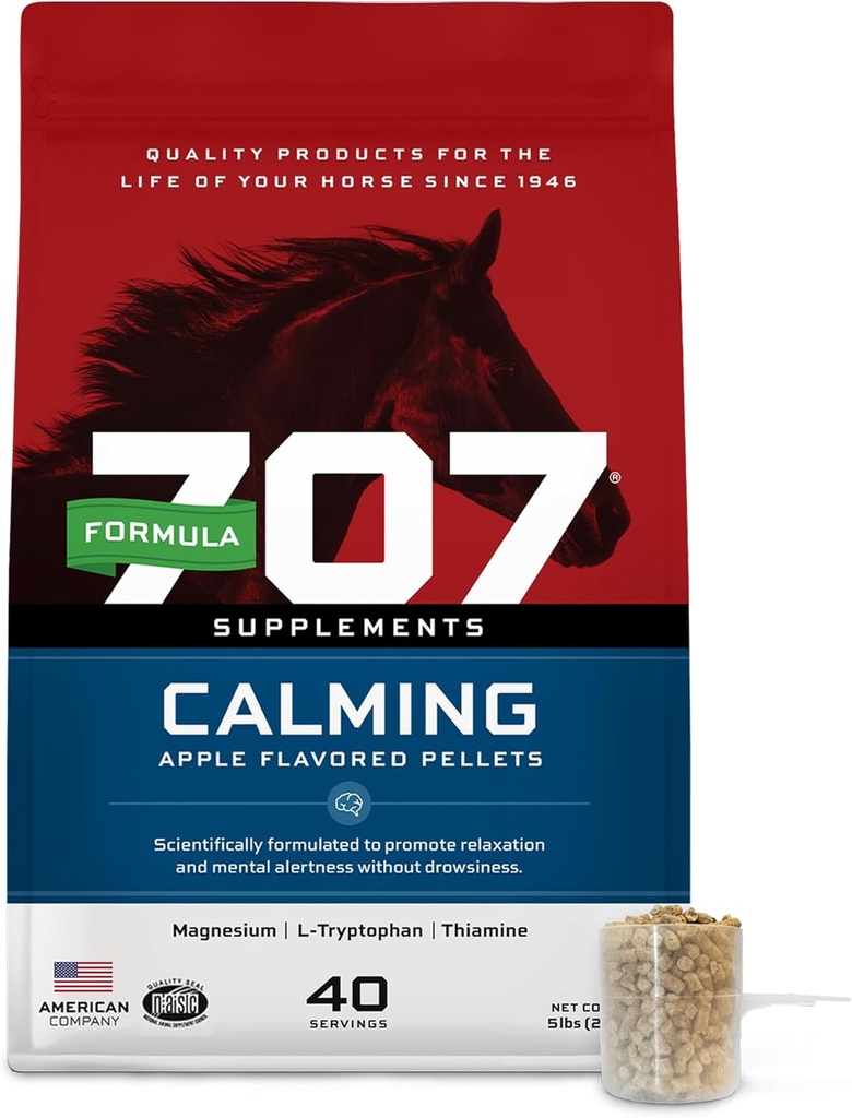 Formule 707 Supplément équine calmant 5LB sac – Anxiété soulagement et accent amélioré pour les chevaux – L-Tryptophane, Thiamine & Magnésium