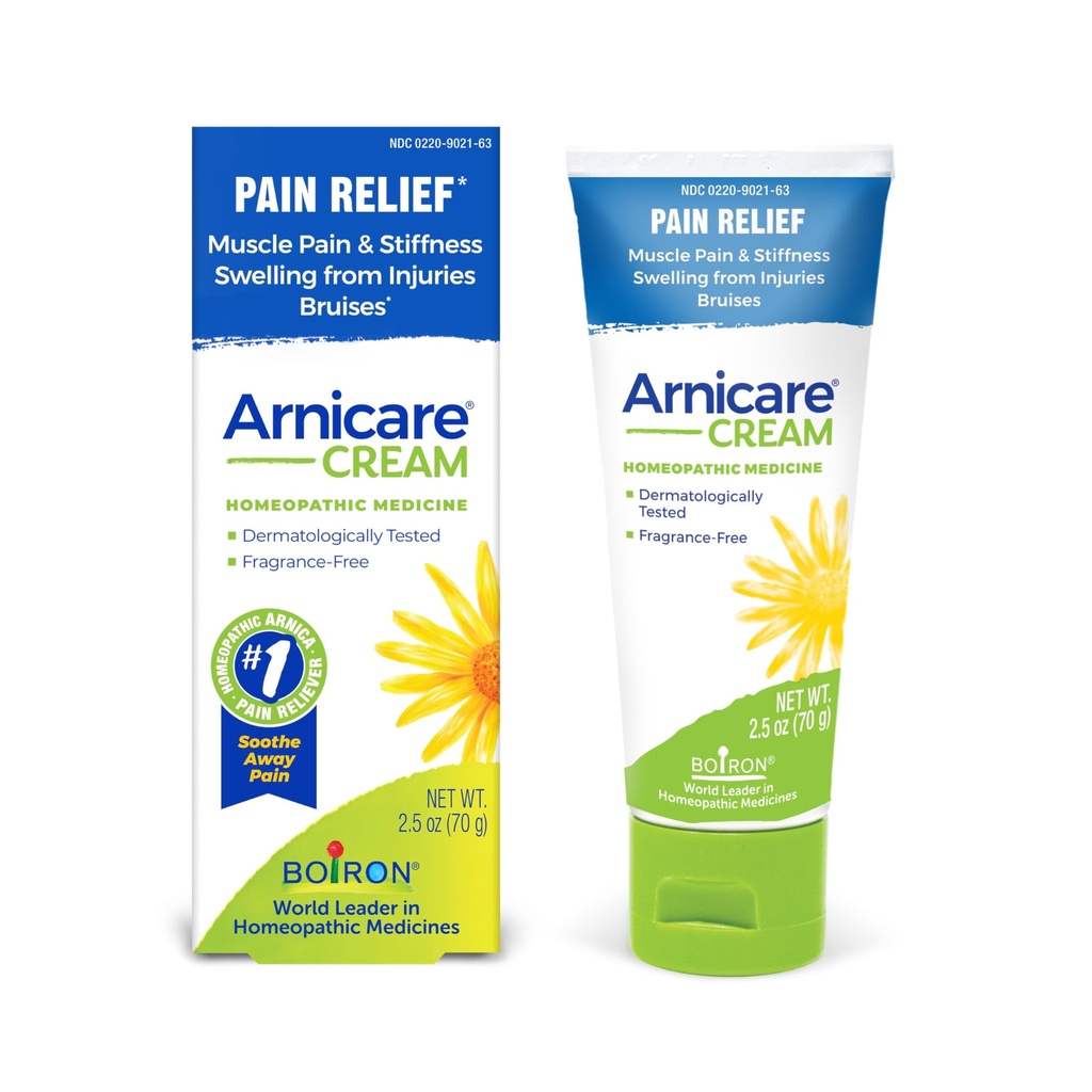 Crème d'Arnicare de Boiron Relief apaisant naturel pour la douleur articulaire, la douleur musculaire, l'gonflement, la douleur et la raideur - Absorbation rapide et sans parfum - 2,5 oz