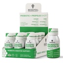 Abeille et vous Propolis Immune Shot, Probiotique, Vitamine C, Vitamine D3, Zinc, Ginger, Immune Support, Gut Health, Digestion, Bioactive 1,69 Fl. oz, 12 Pack