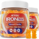 Supplément de gommies de fer végétalien avec vitamine C, B12, folate et curcuma - Énergie et santé immunitaire
