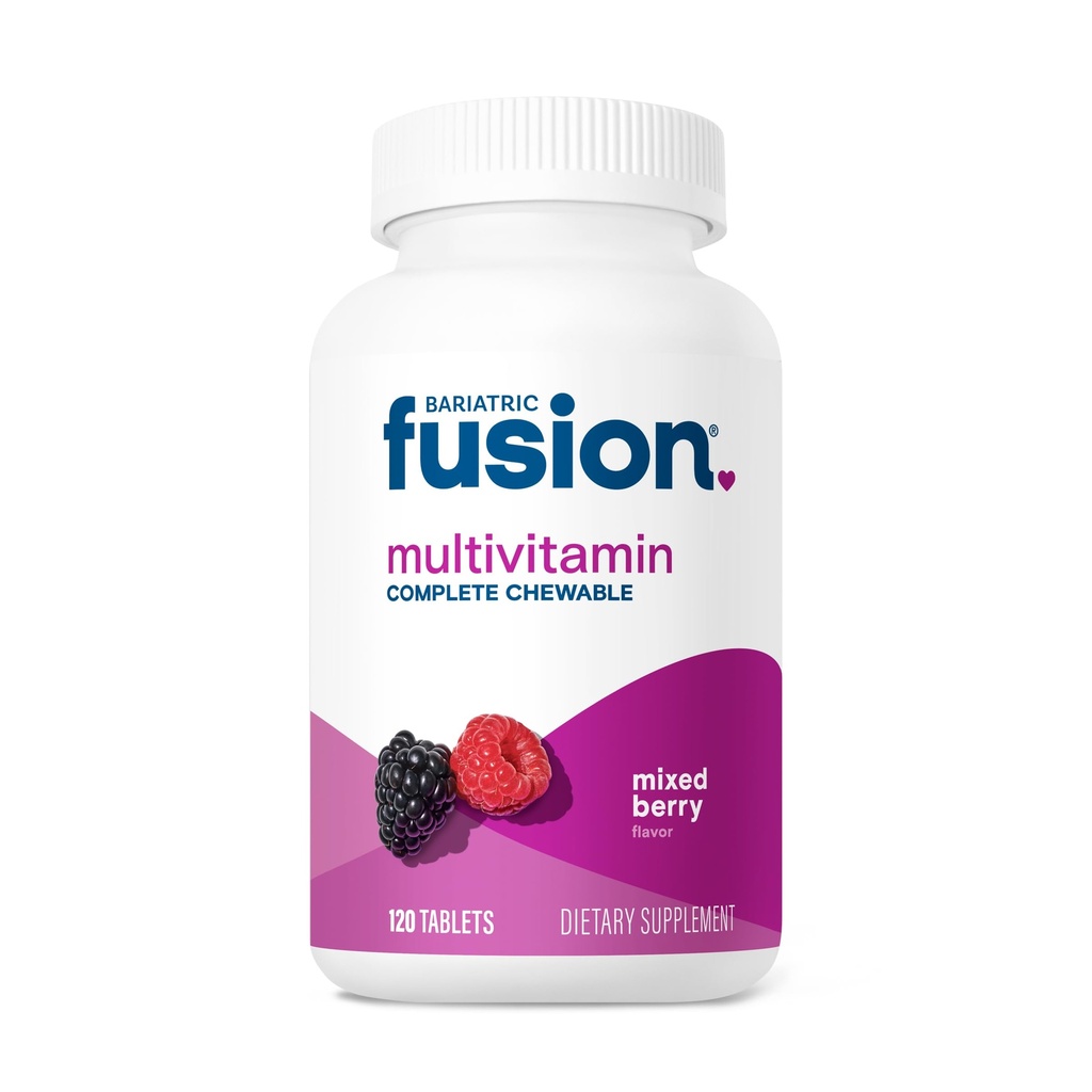 Fusion bariatrique Berry mixte Multivitamine bariatrique à croustillant complet pour les patients de chirurgie bariatrique, y compris le pont gastrique et la gastrectomie des manches, 120 comprimés