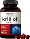 NatureBell Antarctic Krill Oil 1000mg Supplément, 240 Softgels, Source naturelle d'Oméga-3, EPA, DHA et Astaxanthine - Pas d'arrière-goût - Soutenir la santé cardiaque, sans mercure et non-OGM