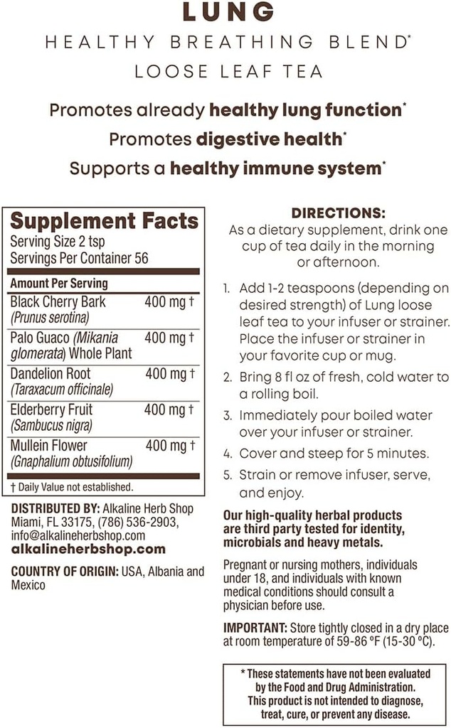 Alkaline Herb Shop The Tranquility Bundle - Supplément de thé au foie (Happy Liver Tea), Supplément de thé au poumon (Happy Lung Tea) et Supplément de thé au sureau