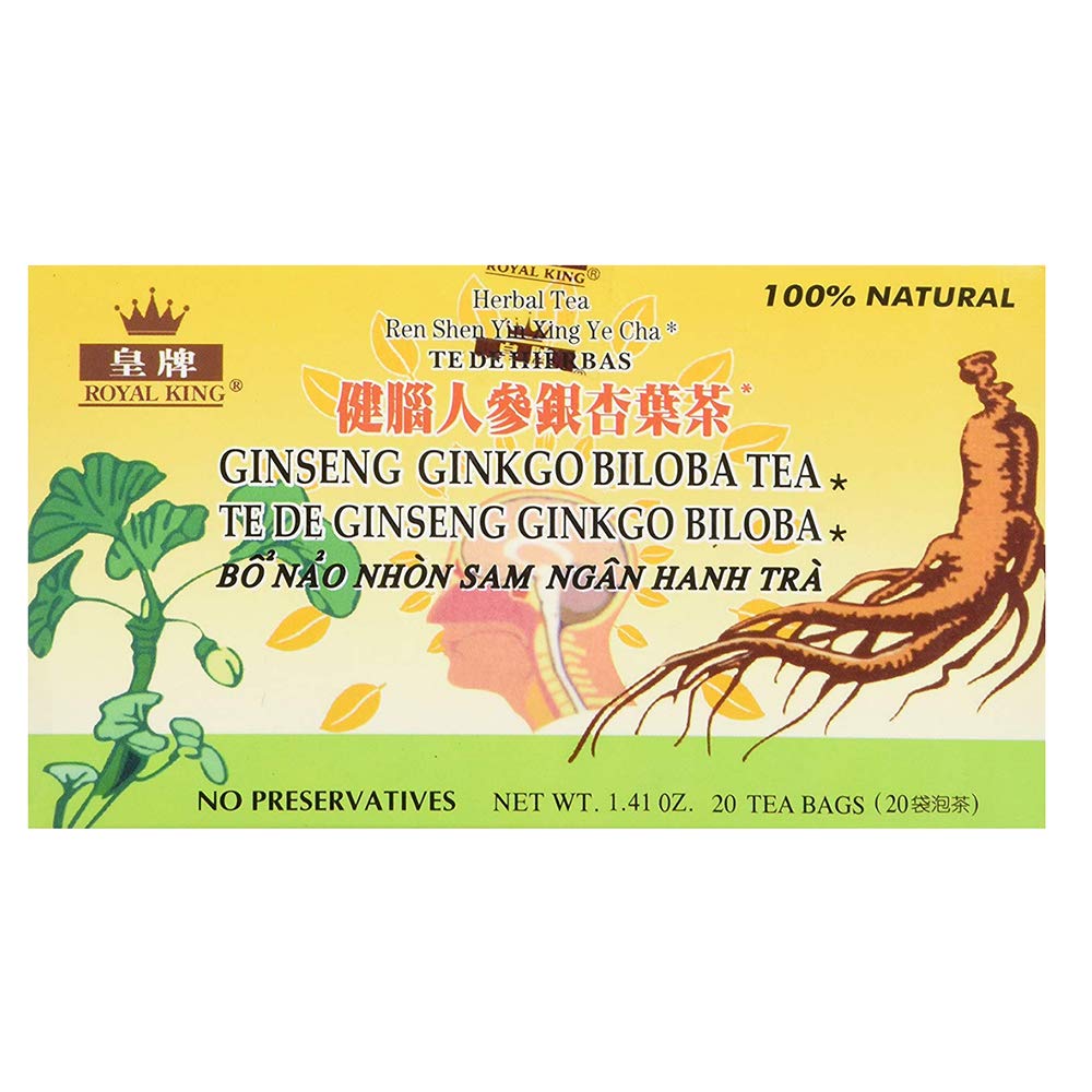 Royal King Ginseng Ginkgo Biloba Tea (20 sachets à thé) - 3 boîtes
