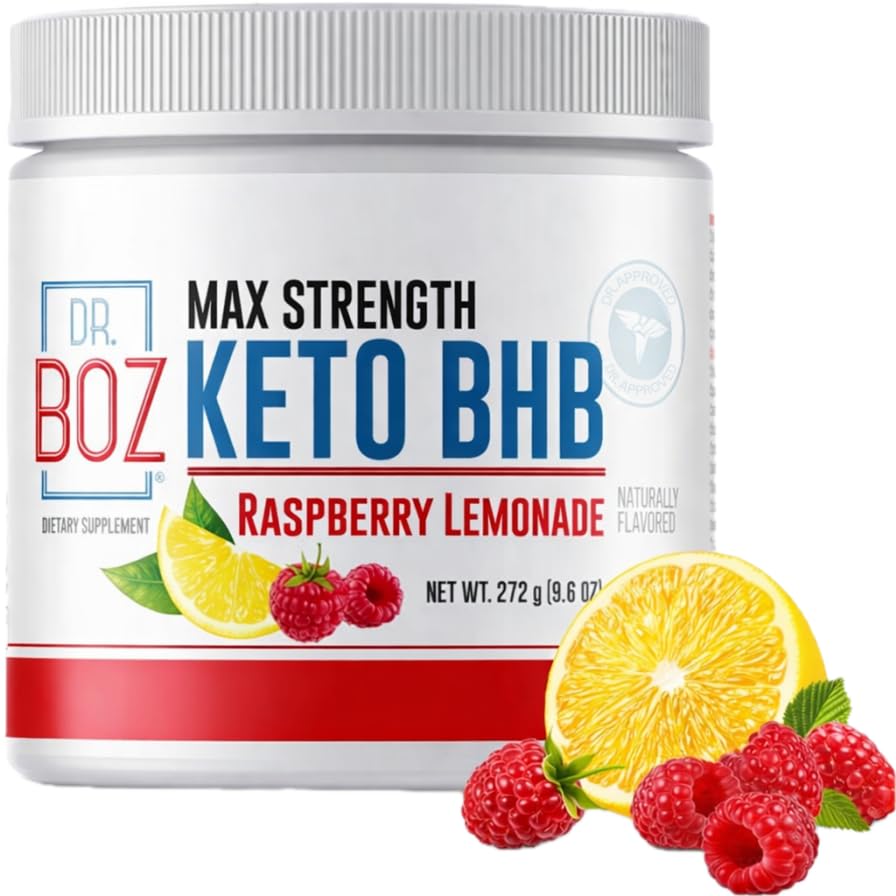 Dr Boz - Poudre de Keto BHB - Lémonade aux framboises, 20 portions - Boissons aux cétones - Augmenter l'énergie et réduire les crampes - Supplément alimentaire maximal - Qualité testée - Fabriqué aux États-Unis - 9,6oz (272g)