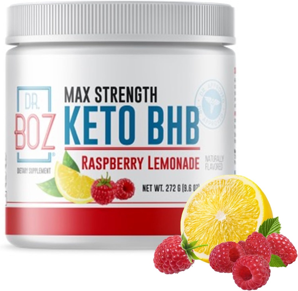 Dr Boz - Poudre de Keto BHB - Lémonade aux framboises, 20 portions - Boissons aux cétones - Augmenter l'énergie et réduire les crampes - Supplément alimentaire maximal - Qualité testée - Fabriqué aux États-Unis - 9,6oz (272g)