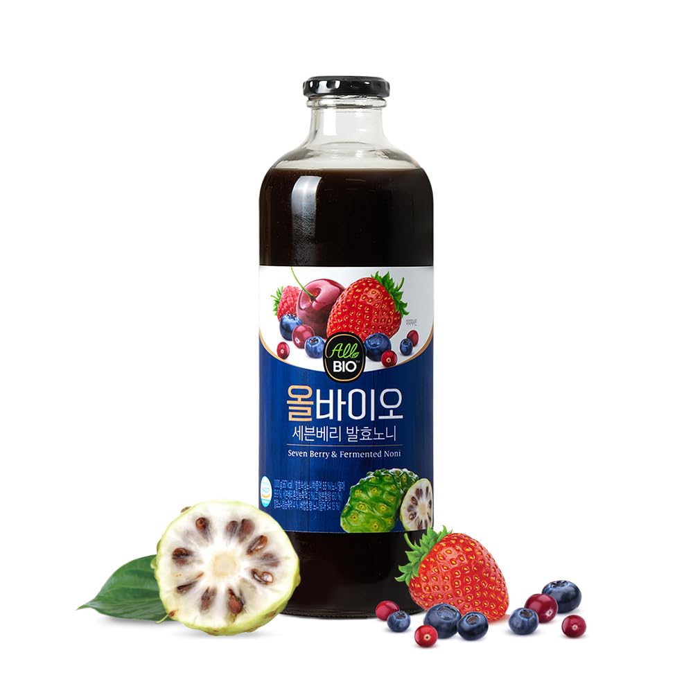 JAVA NONI JUICE EXTRAIT avec 7 BERRY BLEND - 33,8 fl oz (1L) Bouteille - 100% Pure Resveratrol & Fermented by ALLBIO