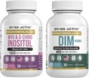 Swiss Activa+ DIM & Myo-Inositol Bundle – Hormone Balance & PCOS Support pour les femmes – Cycle menstruel, Mood, Estrogen et Santé Ovarienne – 60 jours d'approvisionnement