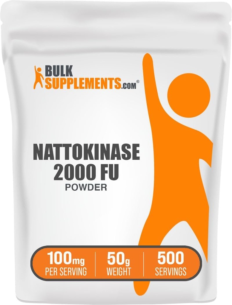 BulkSupplements.com Nattokinase 2000 FU poudre - provenant de l'extrait de Natto, supplément de Nattokinase - 100mg de poudre de Natto par portion, 50g (1,8 oz) (paquet de 1)