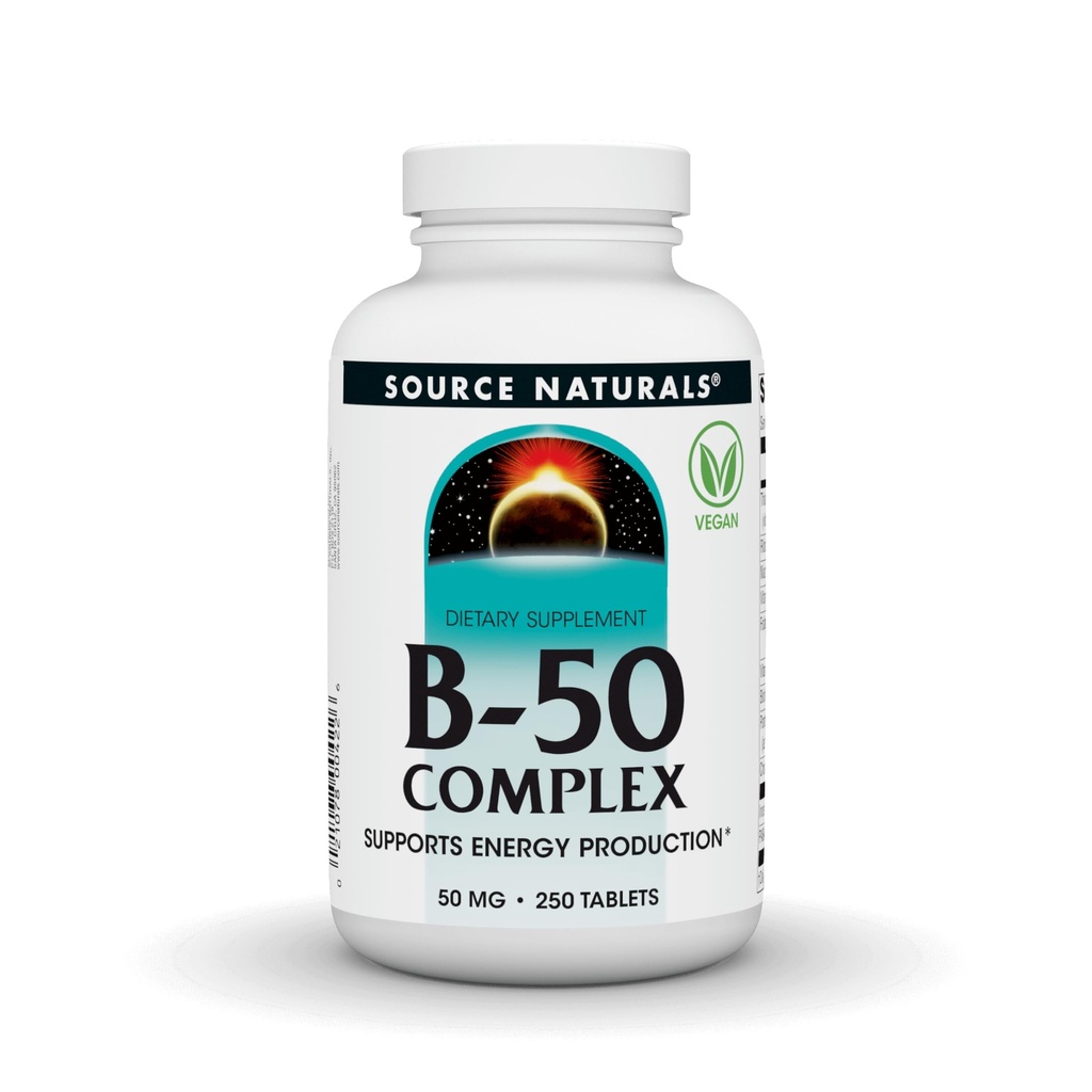 Source Naturals B-50 Complexe 50 mg B-Vitamines pour le soutien de la production d'énergie - 250 comprimés