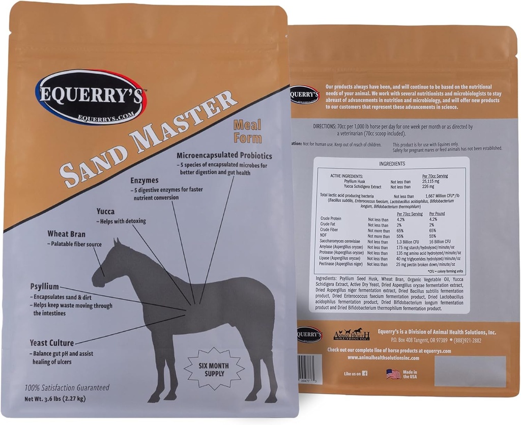 Supplément pour chevaux maîtres de sable d'Equerry - soutient l'enlèvement des sables et la santé digestive globale pour les chevaux