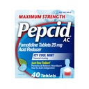 Pepcid AC Force maximale Comprimés de soulagement des brûlures d'estomac, OTC Médecine prévient et soulage les brûlures d'estomac en raison de l'indigestion acide et de l'estomac acide, 20mg Réducteur d'acide famotidine, ICA Monnaie fraîche, 40 ct