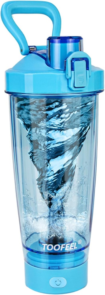 TOOFEEL Bouteille de shaker à protéines électriques - 20 oz USB tasses de shaker rechargeables pour les shakes à protéines, bouteille de shaker auto-agrippant pour les mélanges de protéines, BPA sans entraînement