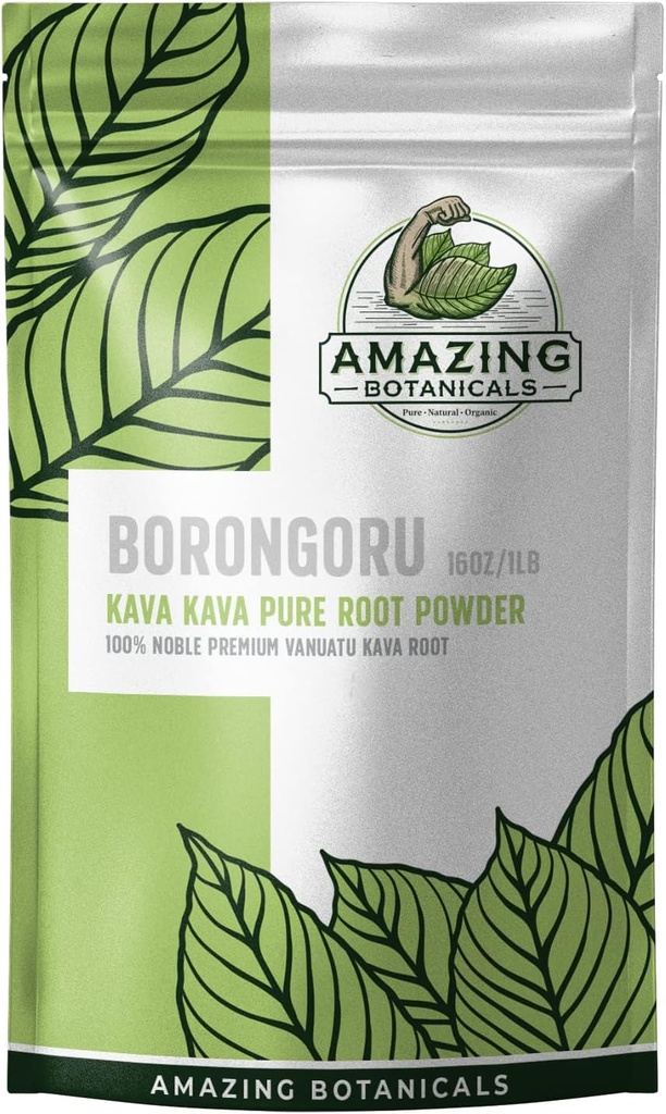 Amazing Botanicals Borongoru Vanuatu Kava Root - 100% Noble Kava-Kava 16oz/1lb, 1 Pound Bag of Pure Finest Fresh Vanuatu Kava