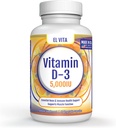 90 Capsules végétales Vitamine D. D3 5000IU (125 MCG) Supplément diététique de soutien immunitaire de haute puissance. Relèvement musculaire sain avancé. Formule non-OGM