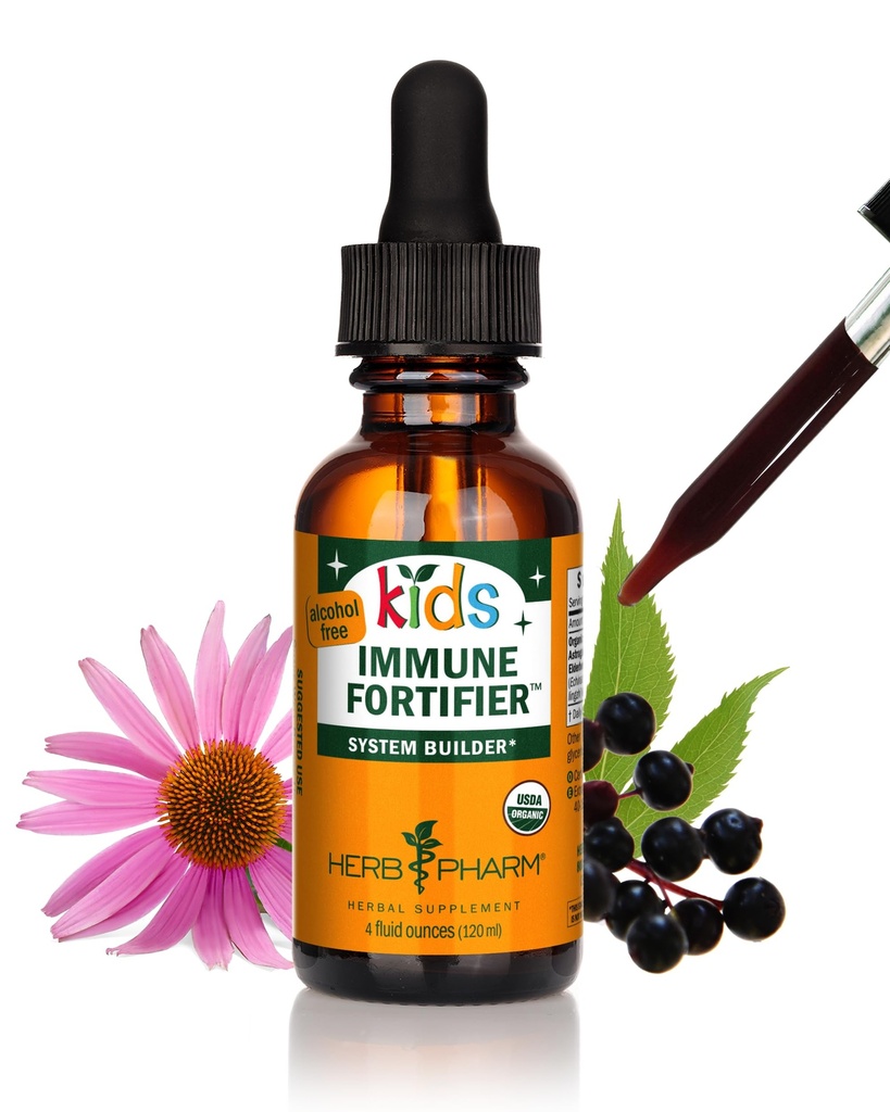Herb Pharm Kids Certified- Organic Alcohol-Free Immune Fortifier Formule à base de plantes liquides, 1 Once