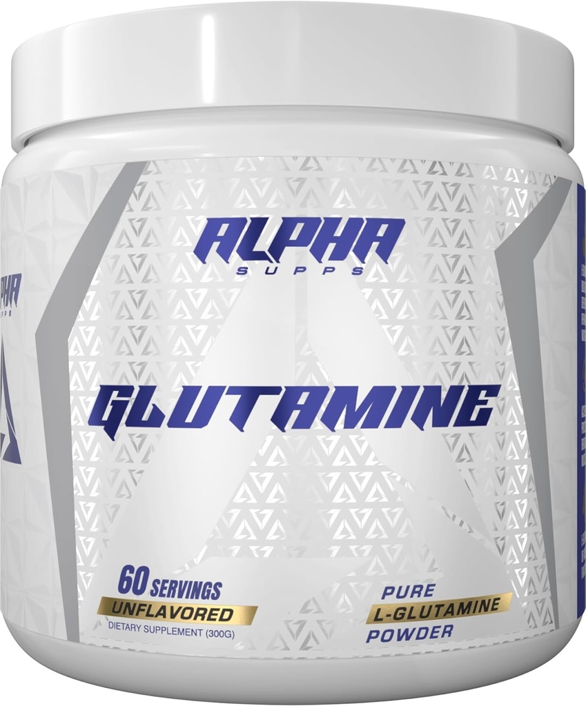 Alpha Suppose Pure L-Glutamine Poudre - Acides aminés non aromatisés, Supplément nutritionnel de glutamine pour la récupération des muscles, Gut & Immune Support - 60 portions - 300 grammes
