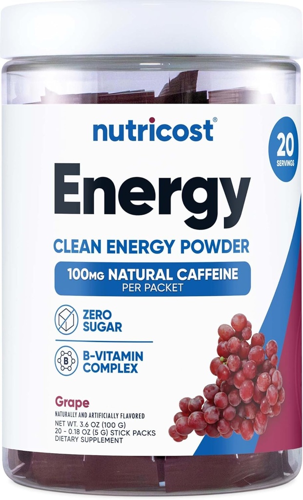 Nutricost Energy Complexe Stickpack (20 portions) Aromatisé au raisin - sans gluten + non-OGM