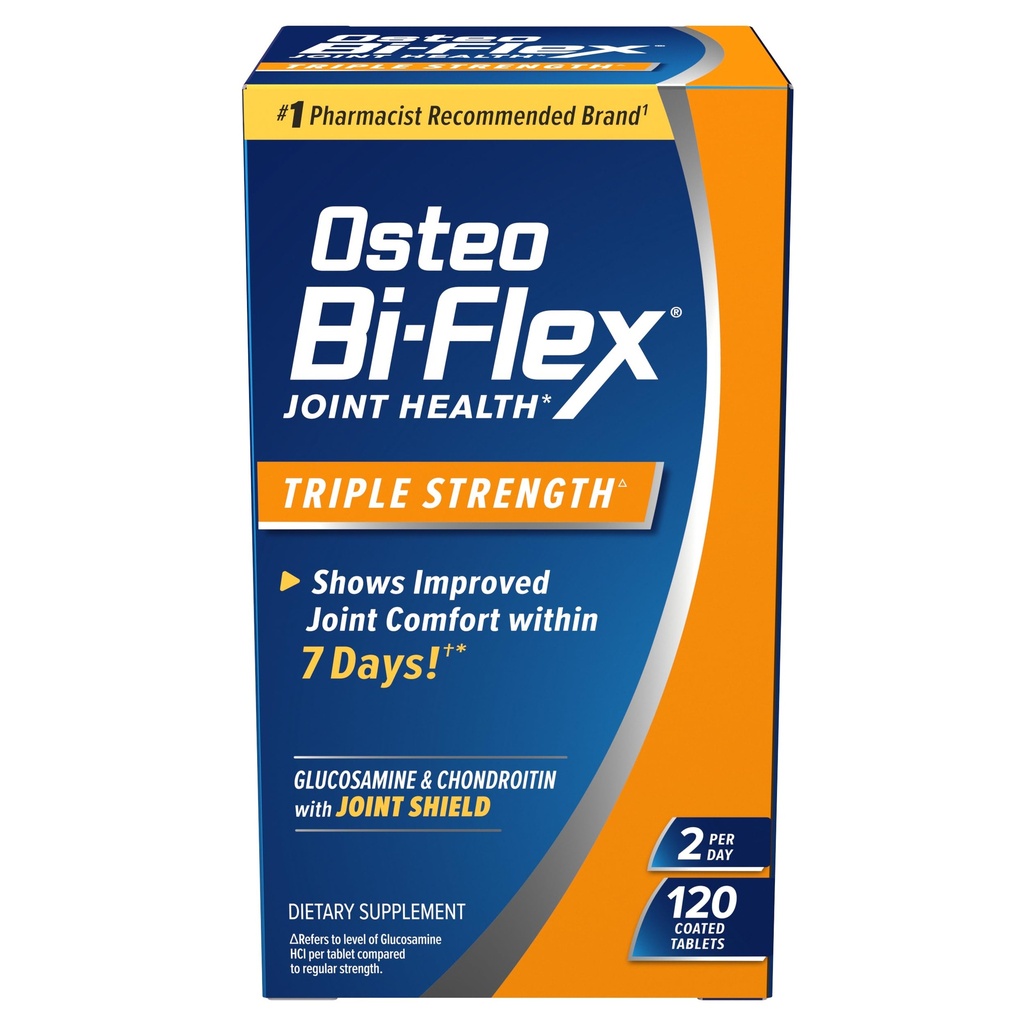 Osteo Bi-Flex Triple Strength(5), Glucosamine Chondroïtine avec supplément de santé articulaire vitamine C, comprimés enduits, 120 Compte