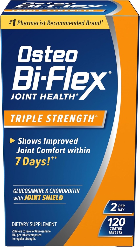 Osteo Bi-Flex Triple Strength(5), Glucosamine Chondroïtine avec supplément de santé articulaire vitamine C, comprimés enduits, 120 Compte
