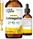 Teinture d'Astragalus sauvage et biologique - gouttes de soutien immunitaire avec extrait de racine d'Astragalus - supplément à base de plantes pour calme et relaxation - végétalien, sans sucre et sans alcool - 2 fl oz